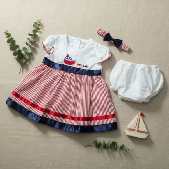 New Baby Girls Dress Set with matching headband underwear size 0 to 3 months - Picture 1 of 3